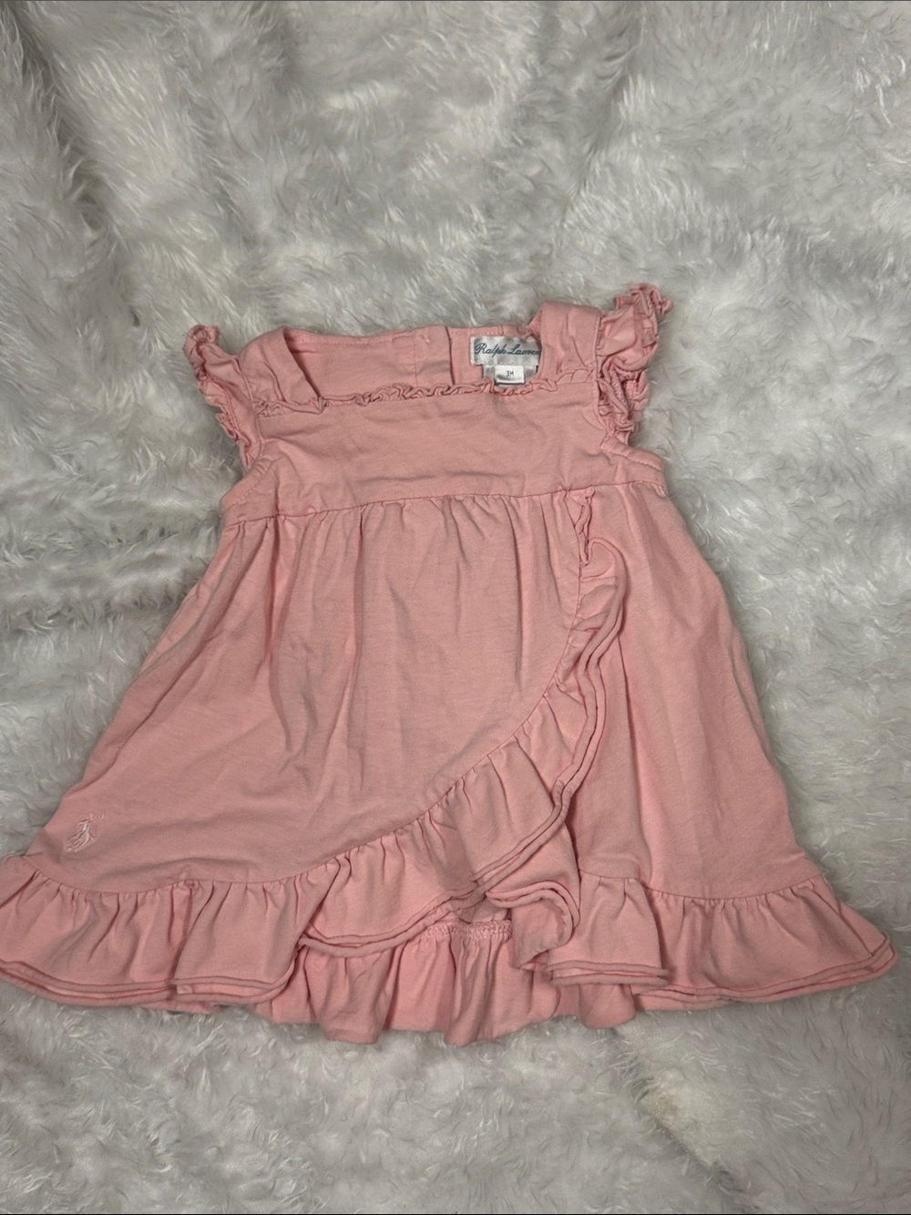 Ralph Lauren Light Pink Ruffle Cotton Dress for Girls